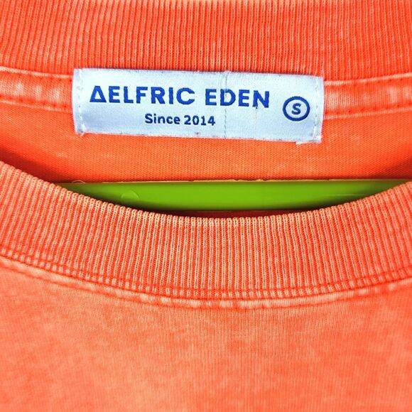 Aelfric Eden Orange Short Sleeve Oversized Weathered Look Box Tee Small - Picture 3 of 6